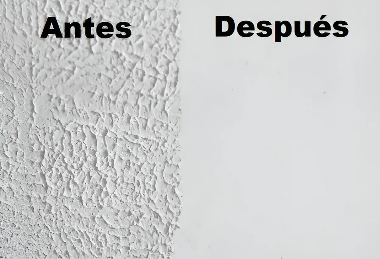Antes y después de quitar gotelé en pared, trabajo de Los Pintores Ciudad Real